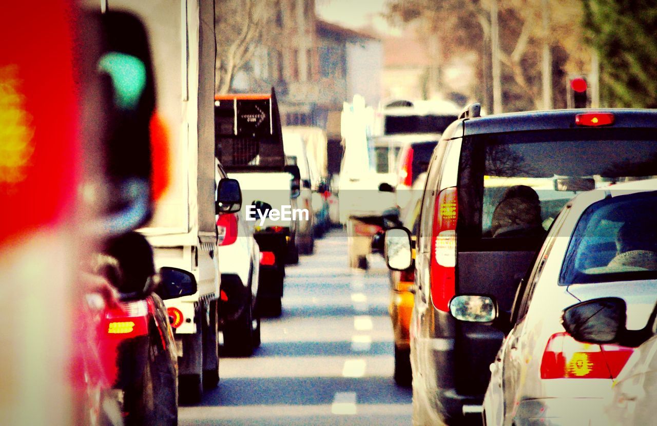 Vehicles on street during traffic jam