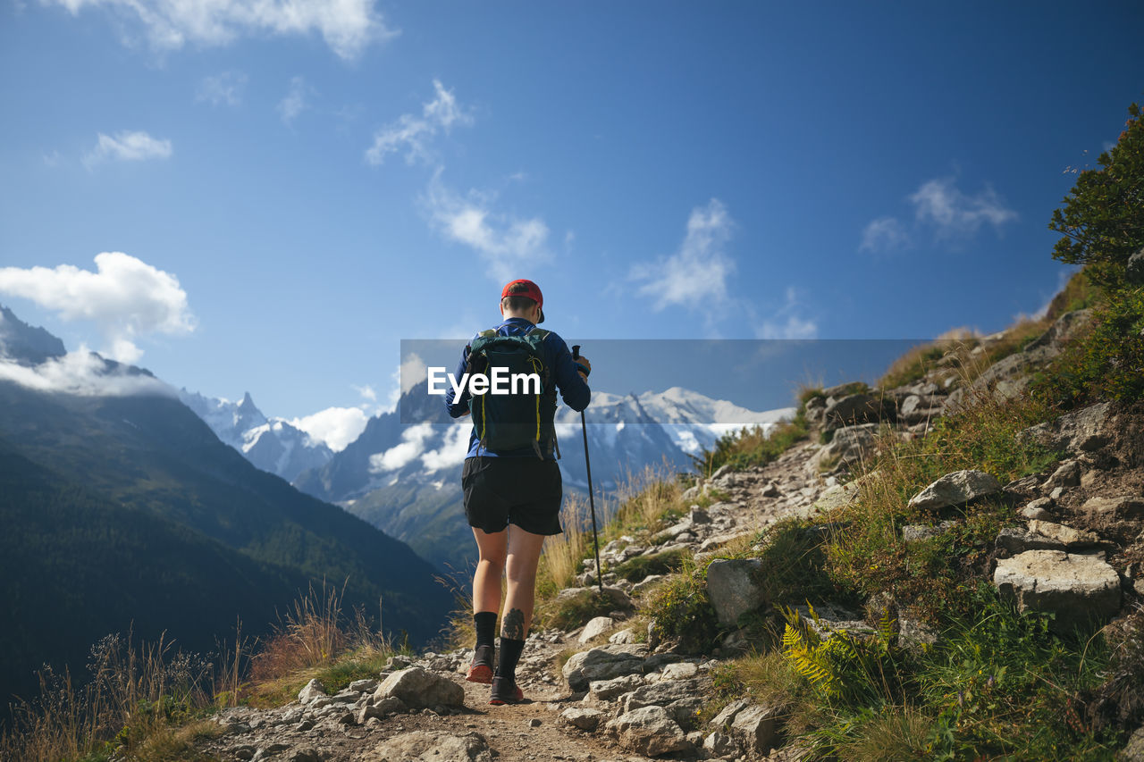 Man hiking in mountains