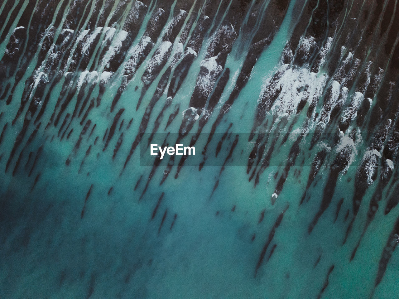 Aerial view of frozen lake