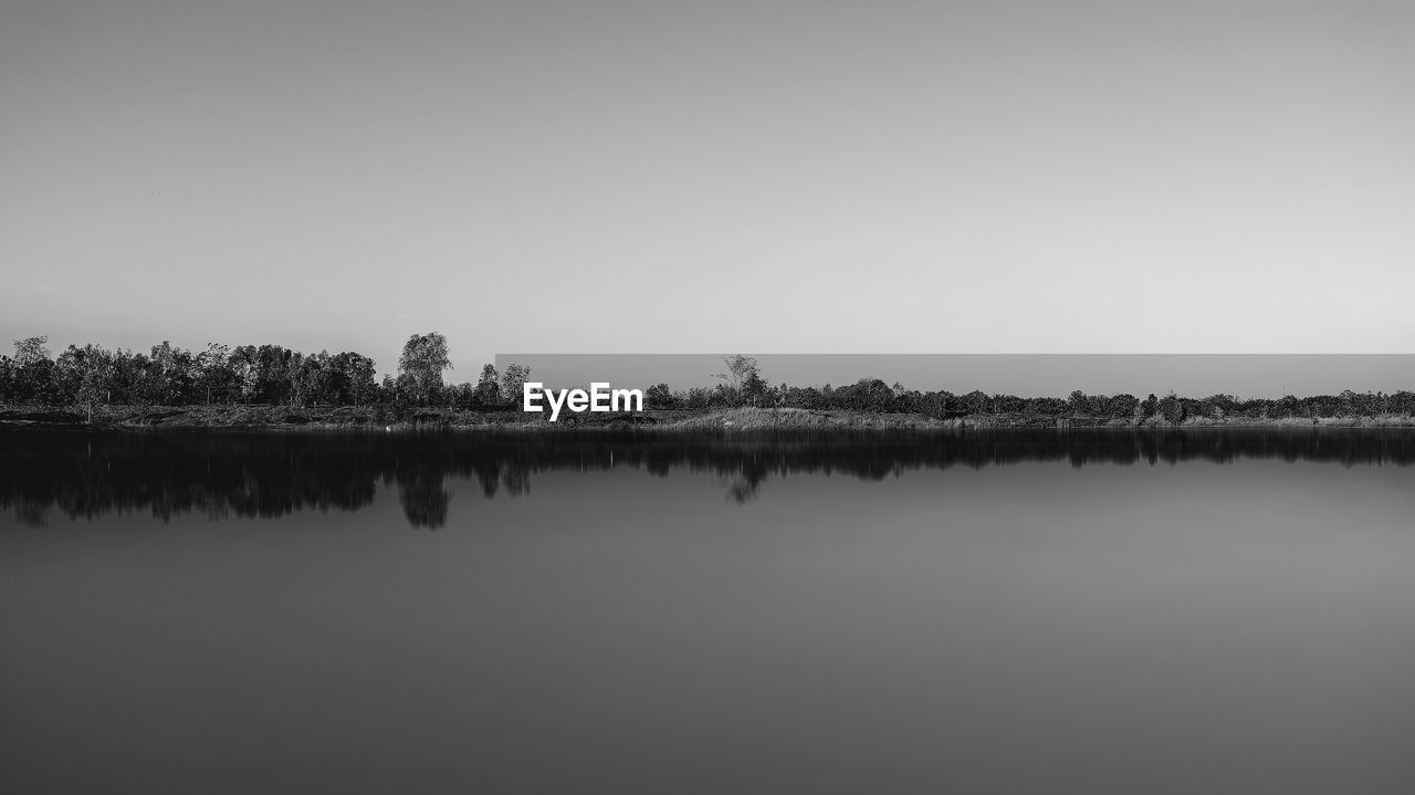 Scenic view of lake against clear sky