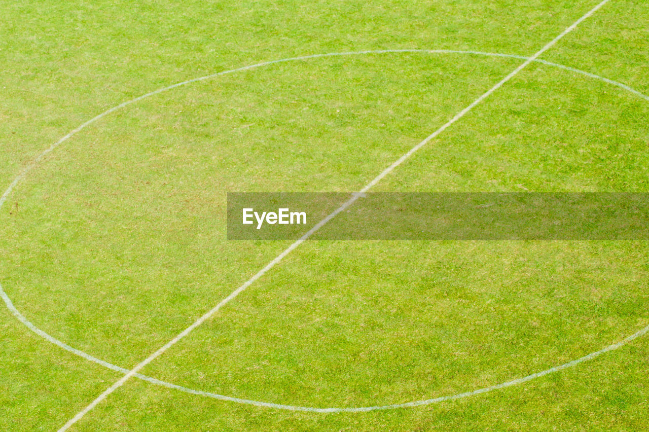 High angle view of soccer field