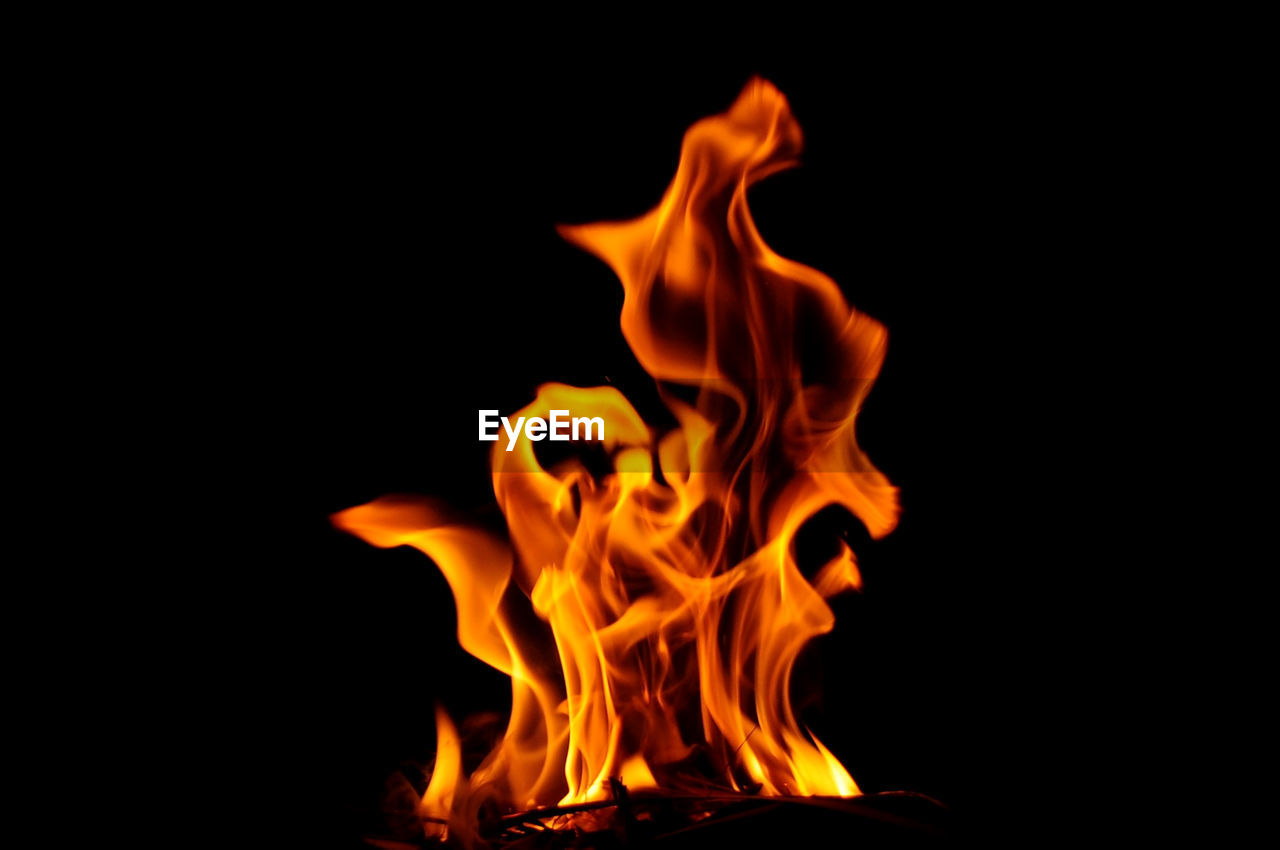 Close-up of fire against black background