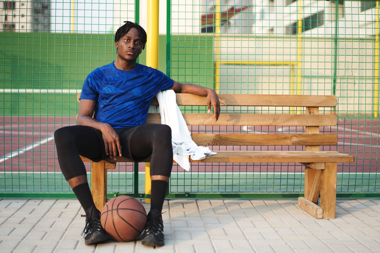 Portrait of the black man with the basketball