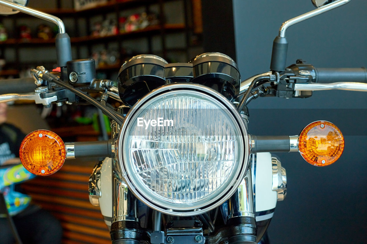 Close-up of vintage motorcycle