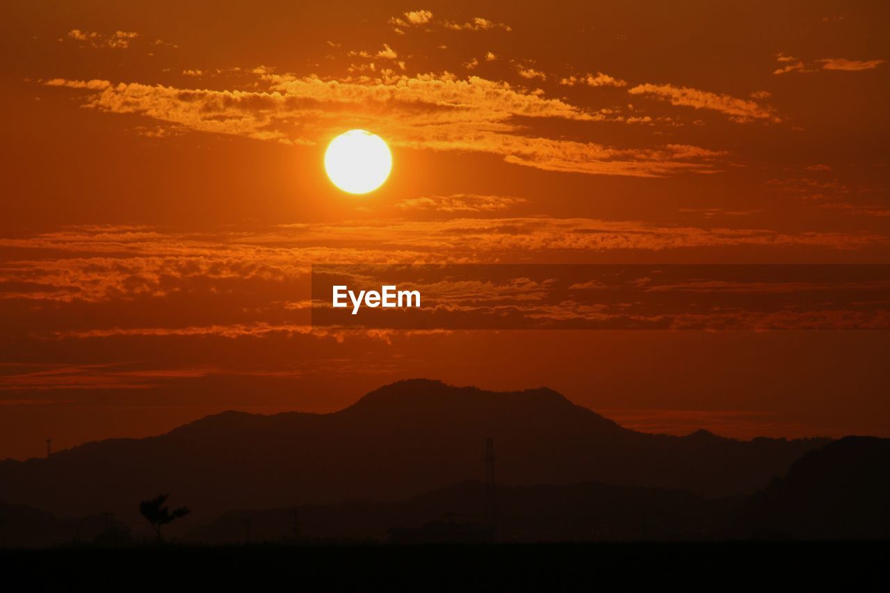 Silhouette landscape at sunset