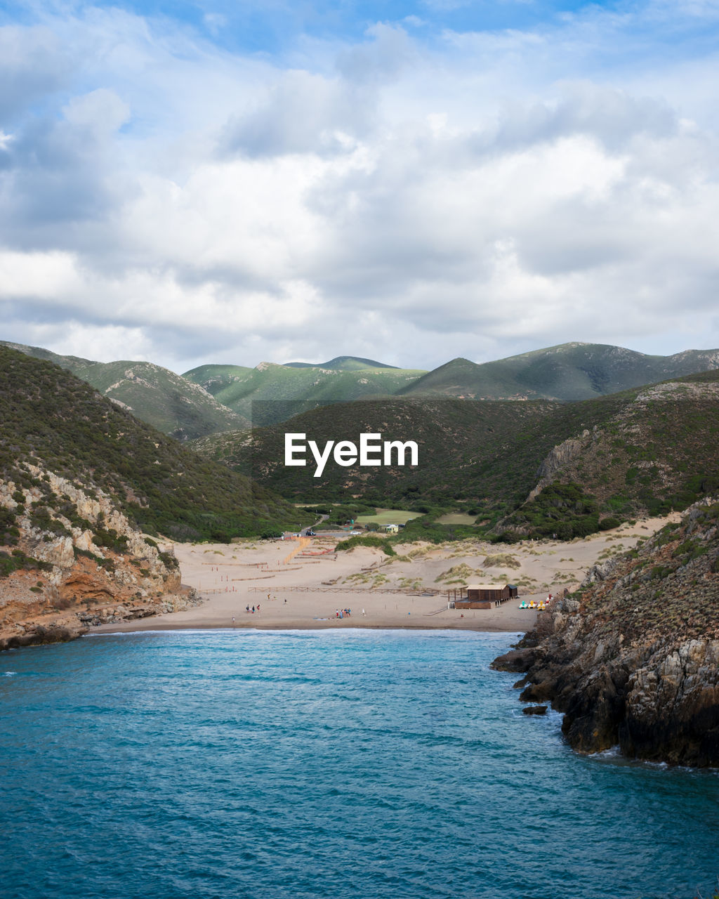 View of the beach of cala domestica in sardinia