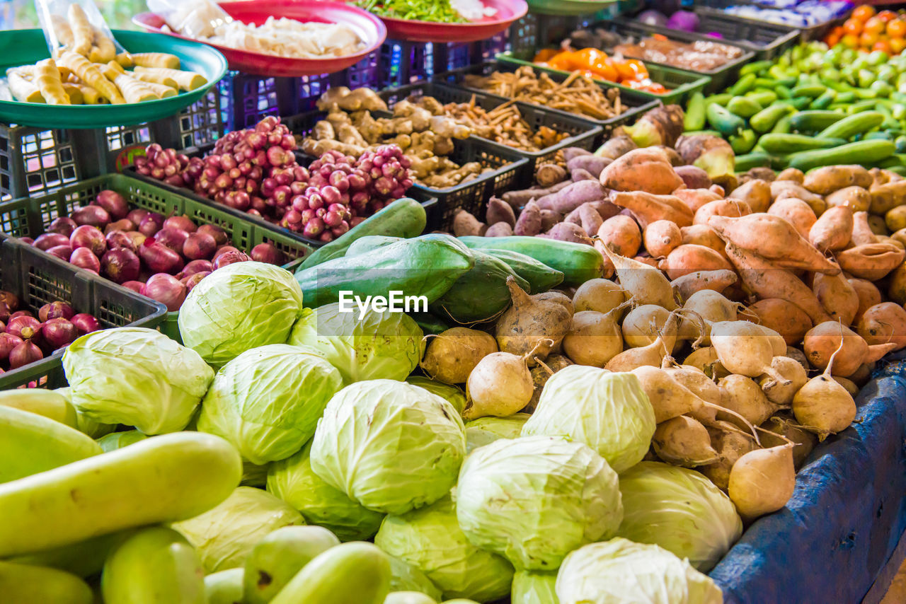 Fresh vegetables at traditional asian market. can be used as food background