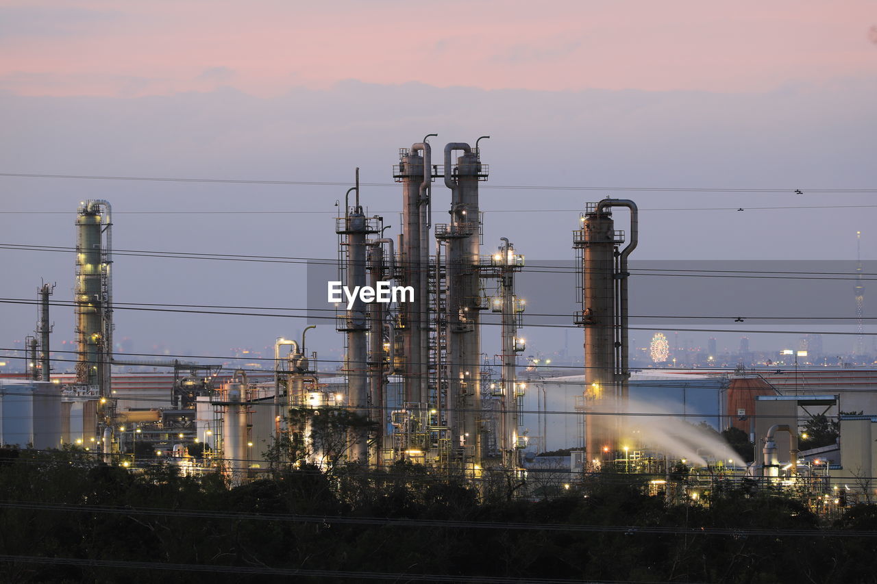 FACTORY AGAINST SKY AT SUNSET