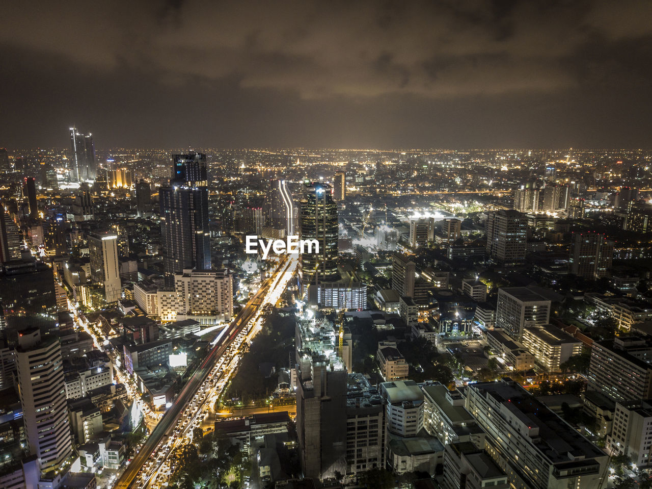 Drone aerial photograph of bangkok, capital city of thailand.