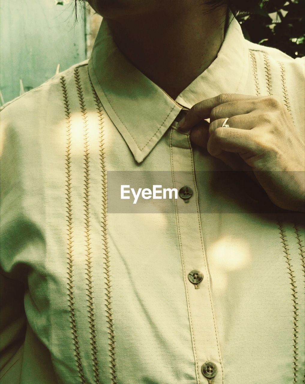 Close-up of woman wearing shirt