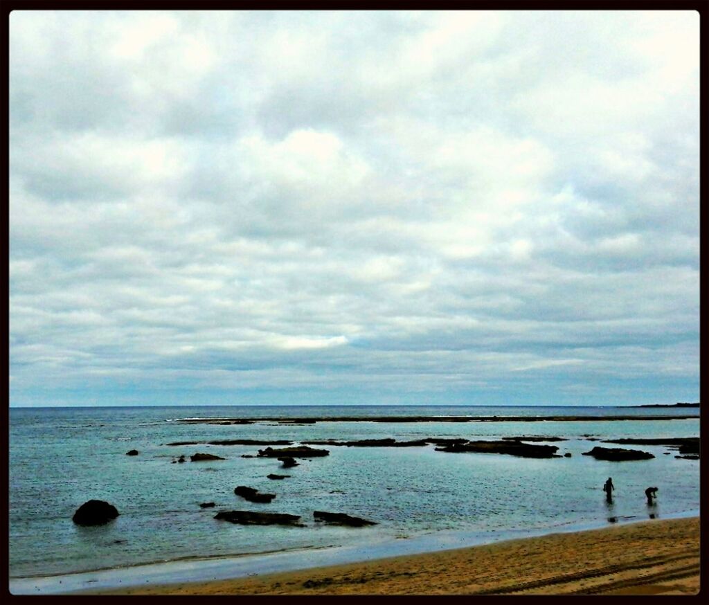 Scenic view of sea against cloudy sky