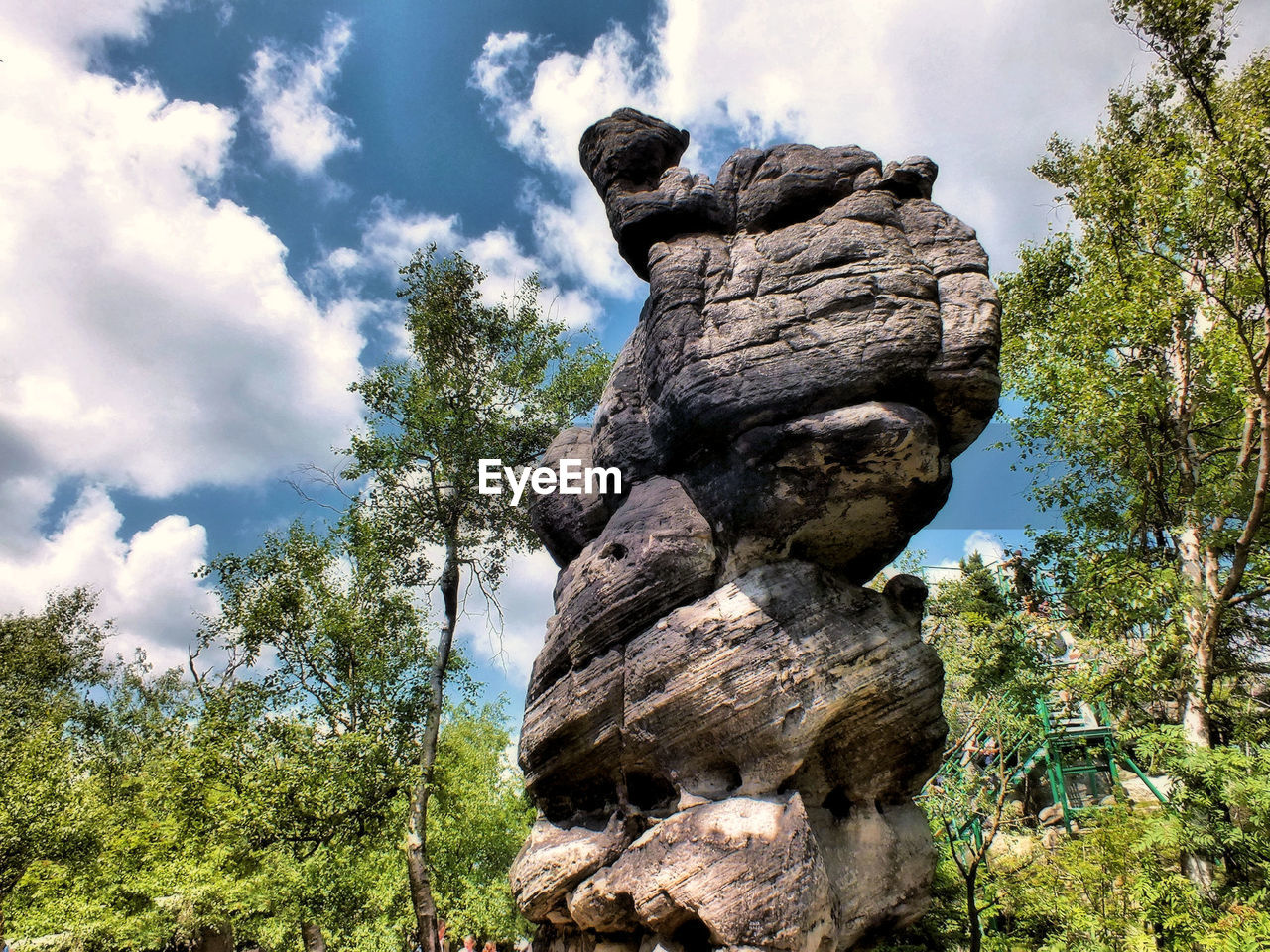 Low angle view of tree mountain against sky