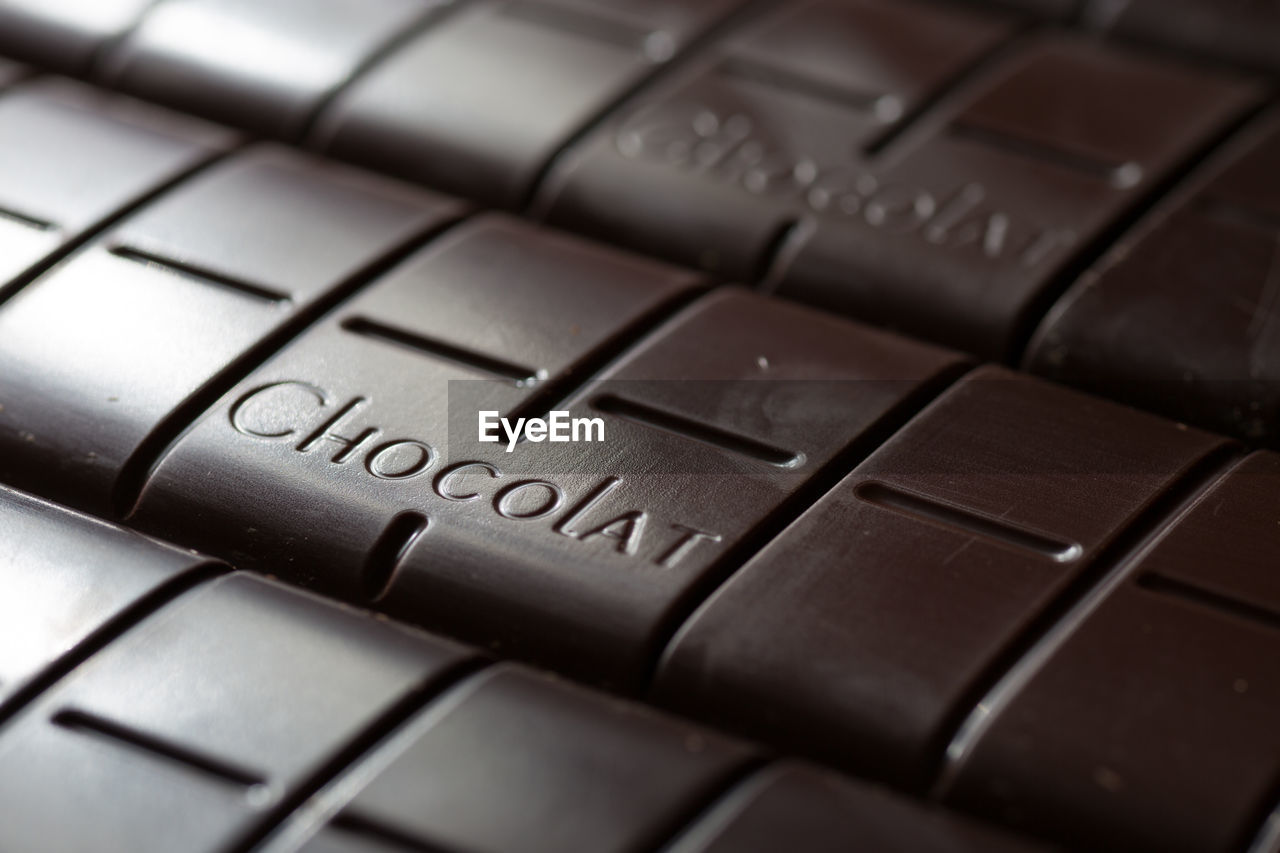 Full frame shot of chocolate with text