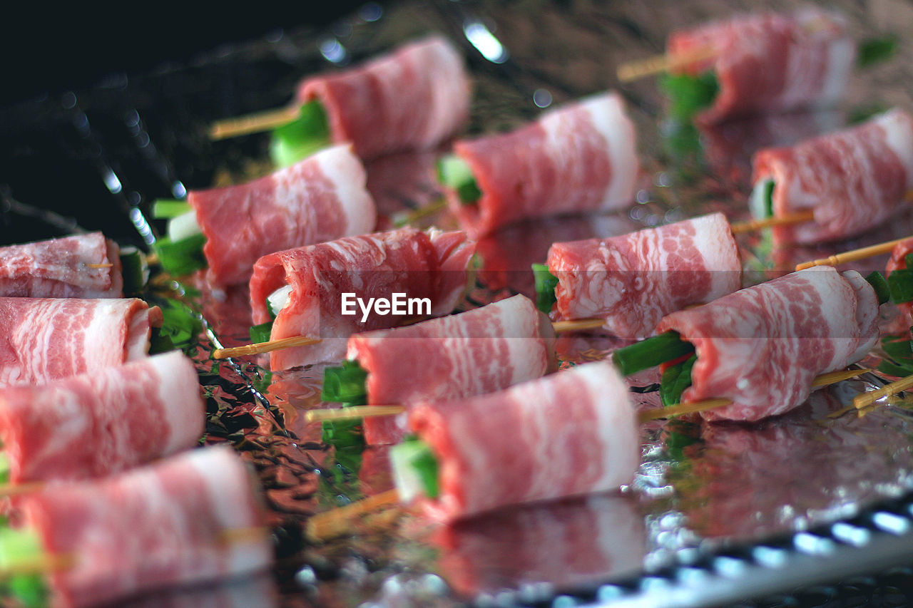 close-up of sushi on table