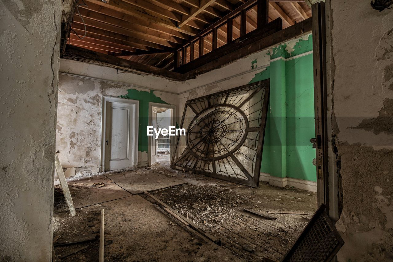 Interior of damaged house