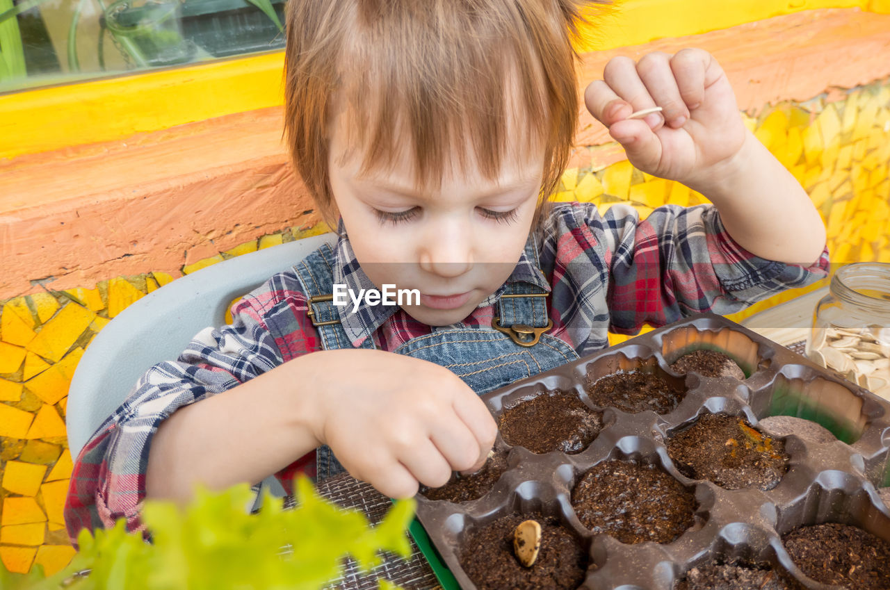 close-up of cute boy eating food at home