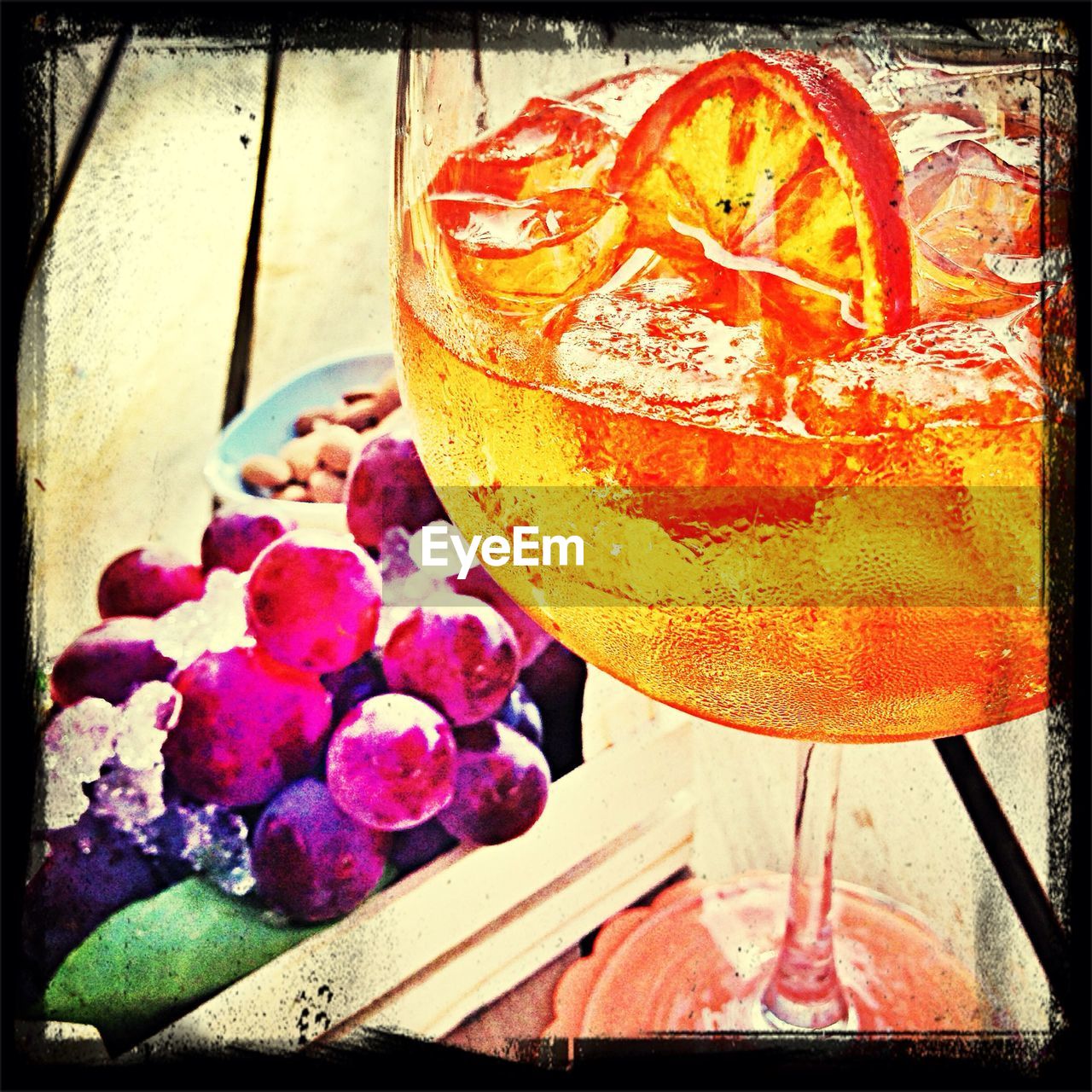 Orange juice served in wineglass