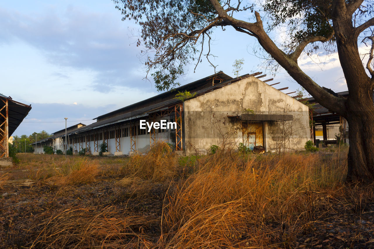 ABANDONED BUILDING ON FIELD