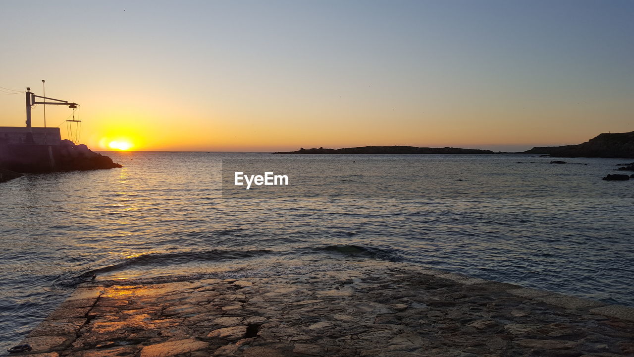 Scenic view of sea at sunset