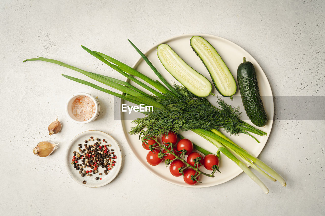 high angle view of food in plate on table