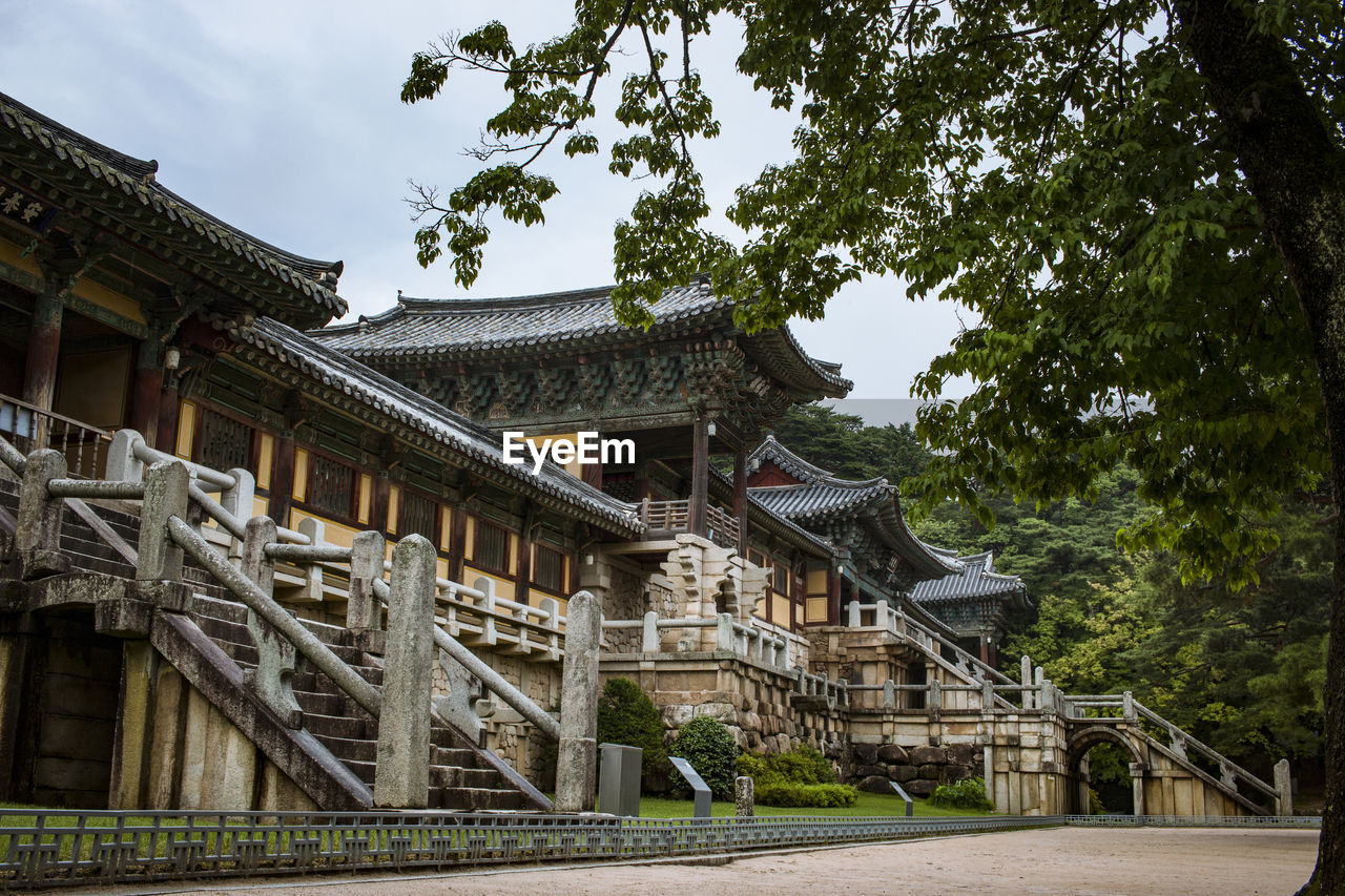 LOW ANGLE VIEW OF TEMPLE AGAINST BUILDING