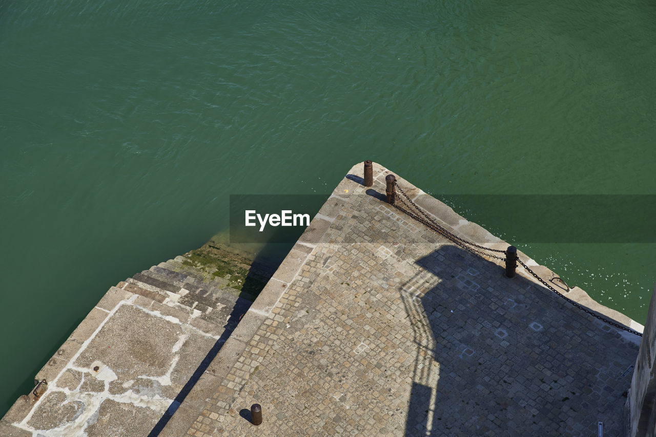 High angle view of boat in lake