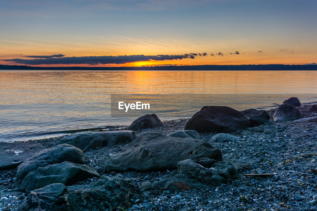 Scenic view of sea against sky during sunset