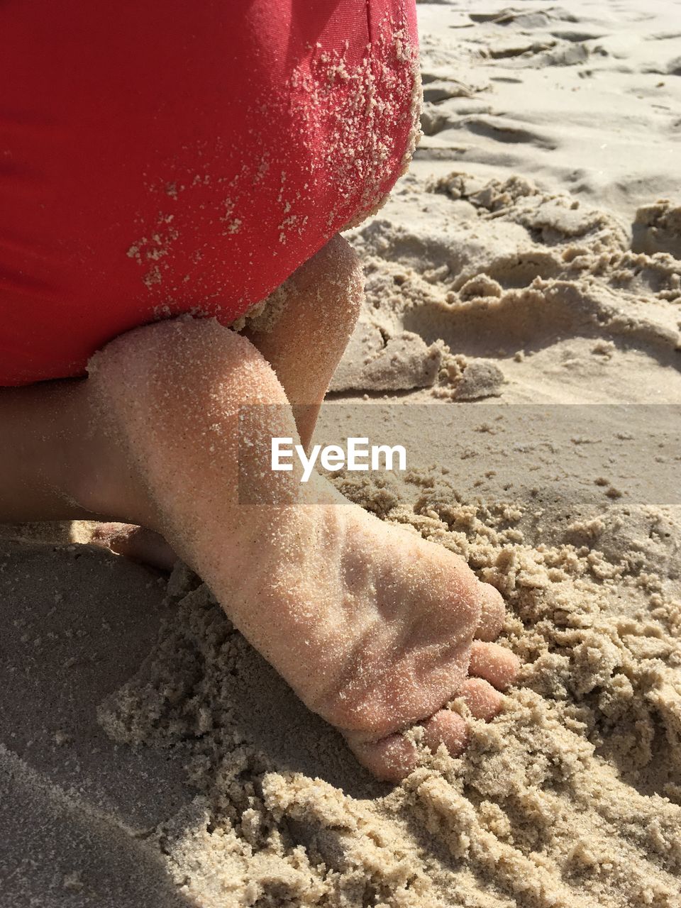 Low section of child on beach