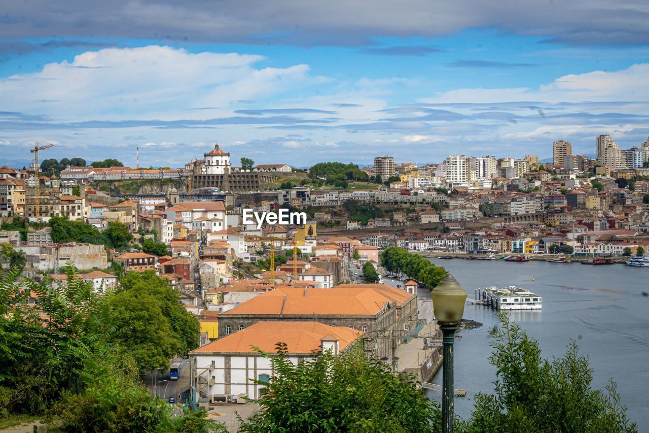 High angle view of townscape against sky