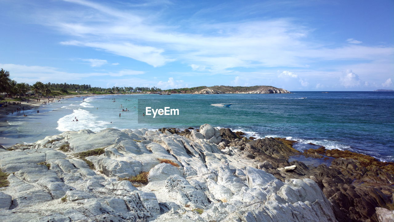 Scenic view of sea against cloudy sky