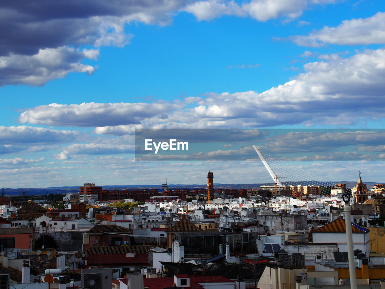 Cityscape against blue sky