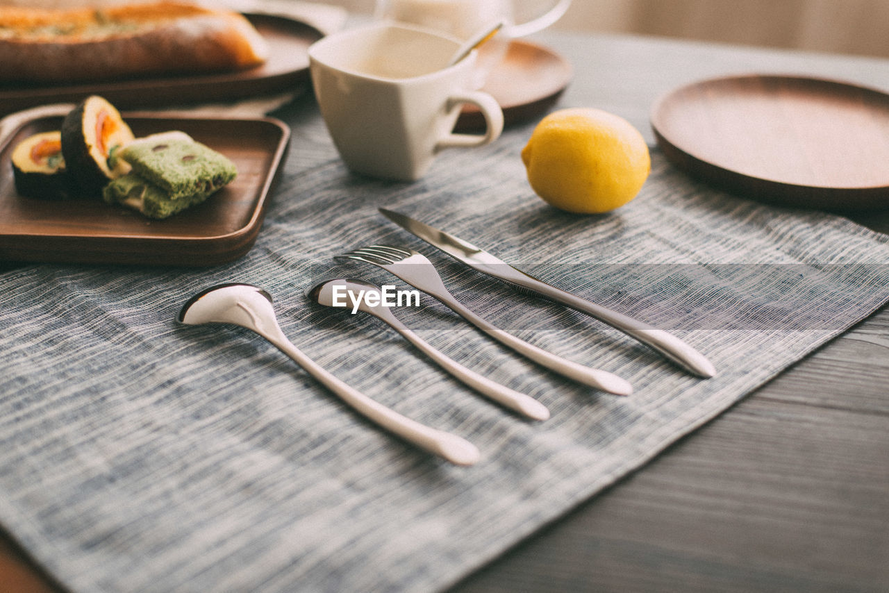 Close up of cutlery on table