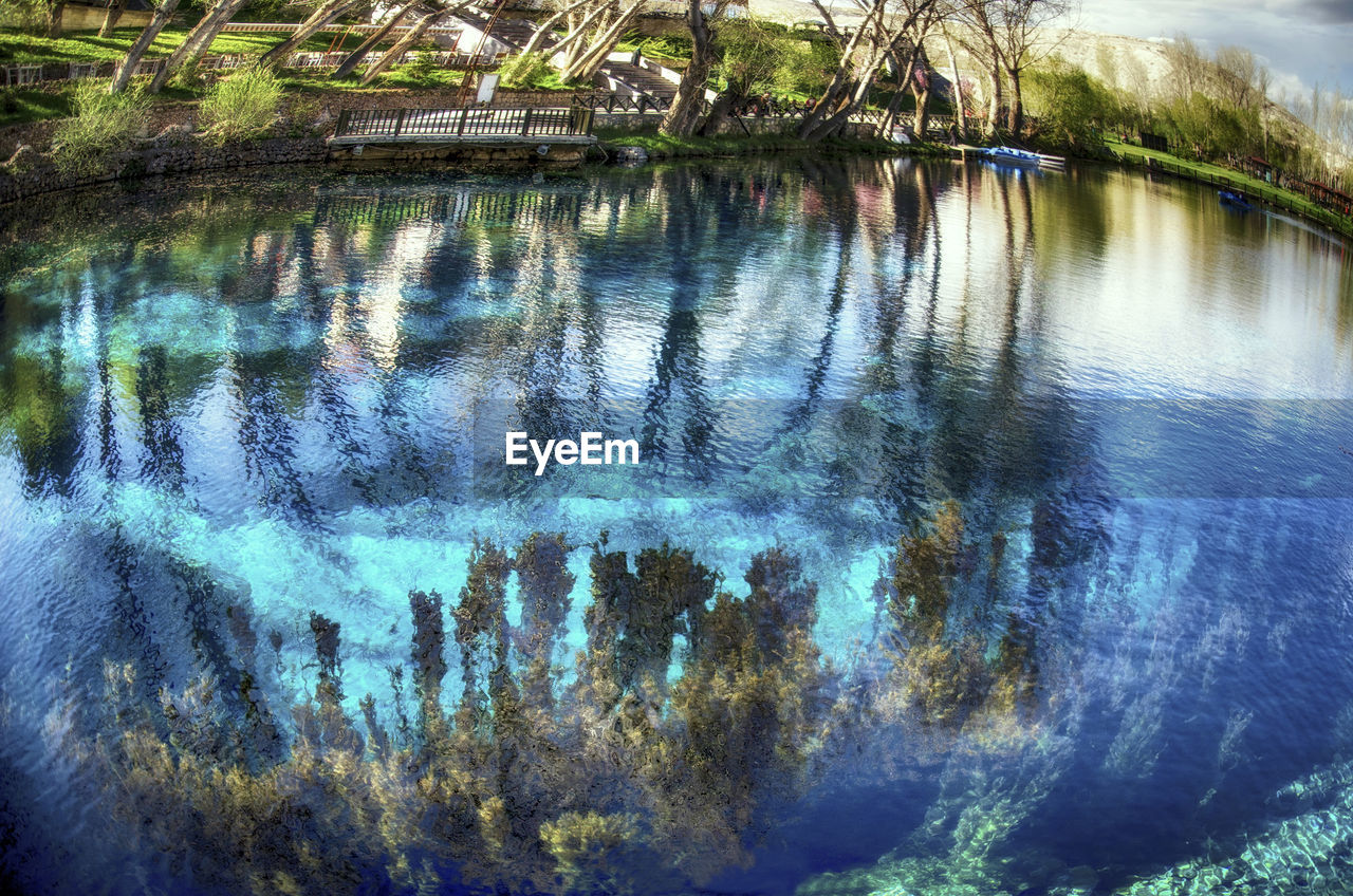 SCENIC VIEW OF LAKE WITH TREES REFLECTION