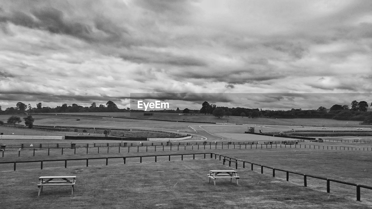 View of oulton park against cloudy sky