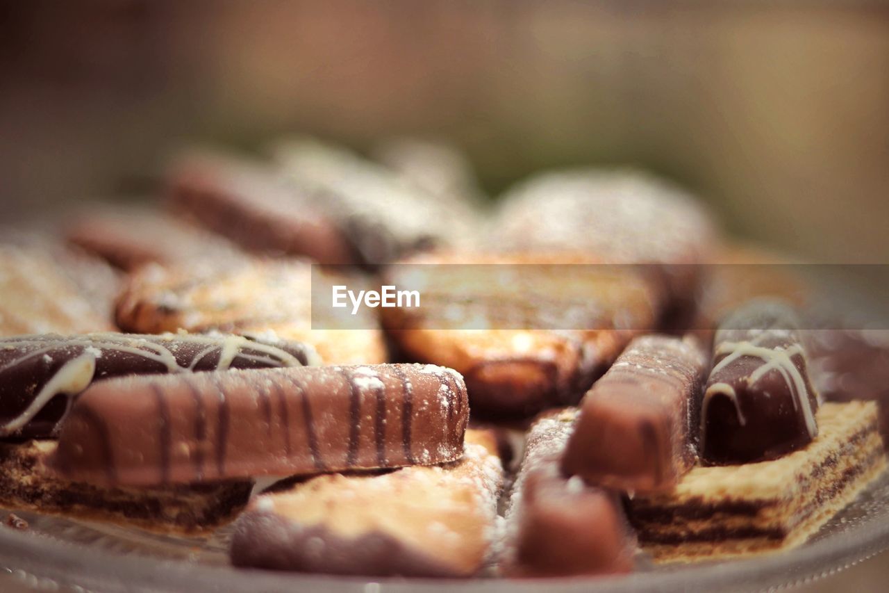 Close-up of chocolate cake in plate