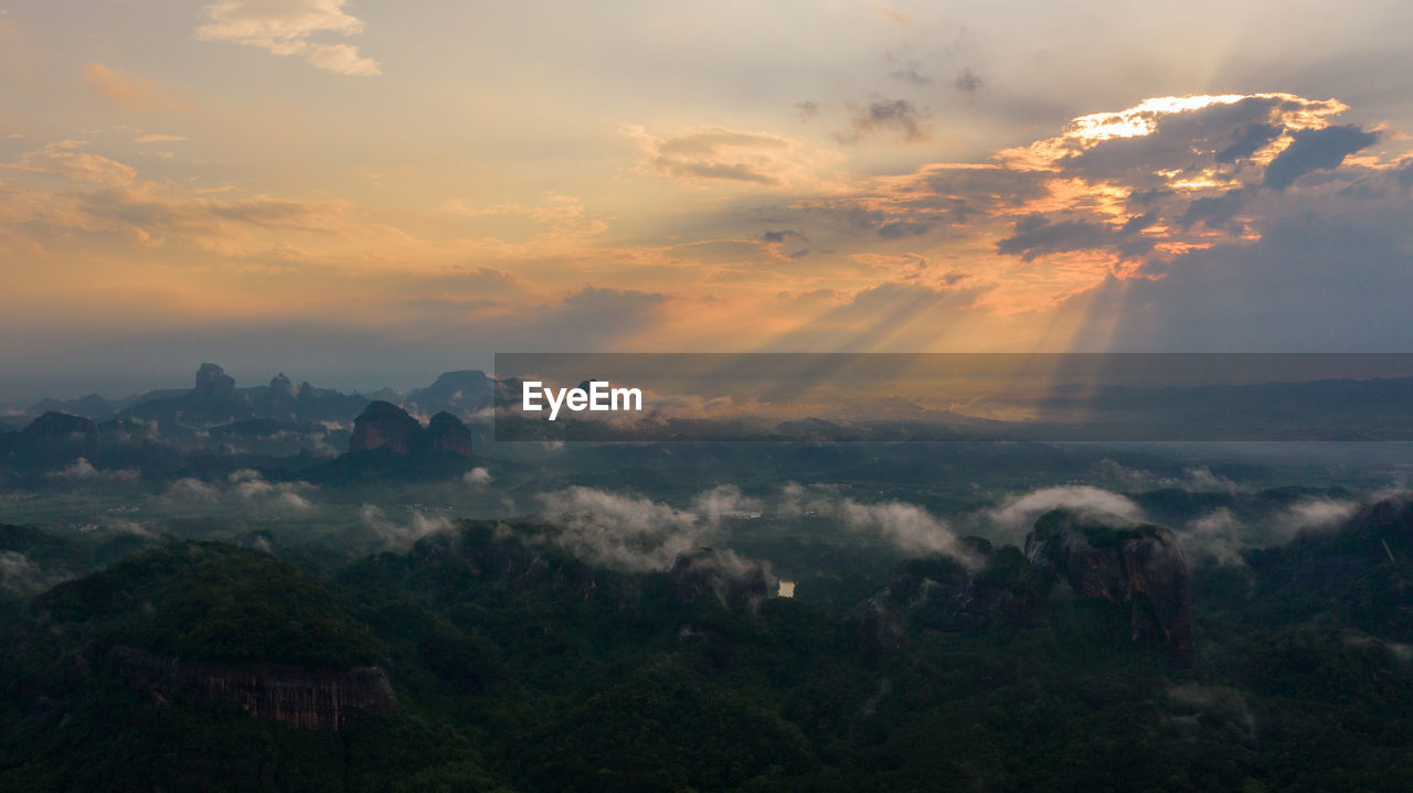 Aerial view of dramatic sky during sunset