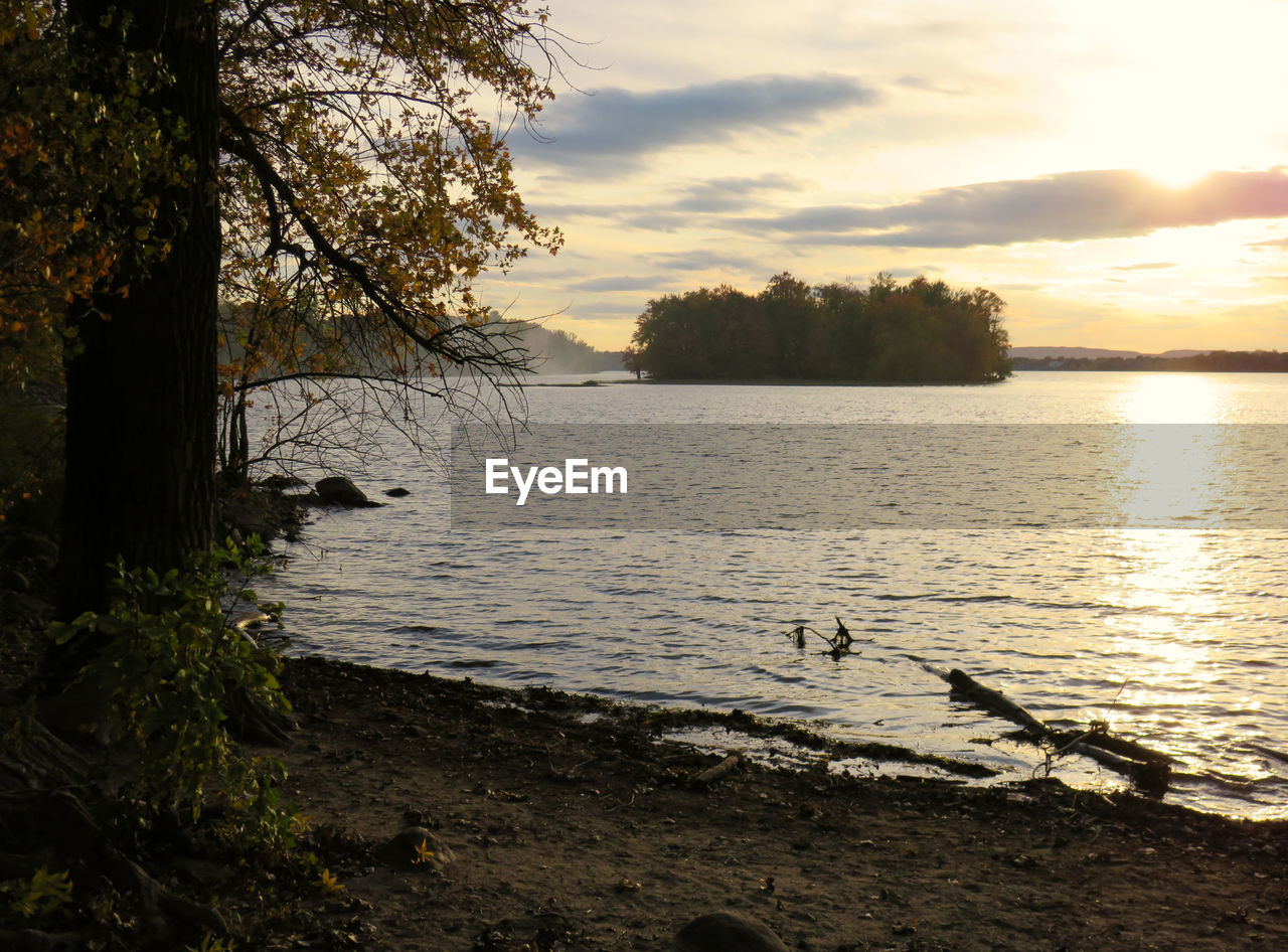 SCENIC VIEW OF LAKE DURING SUNSET