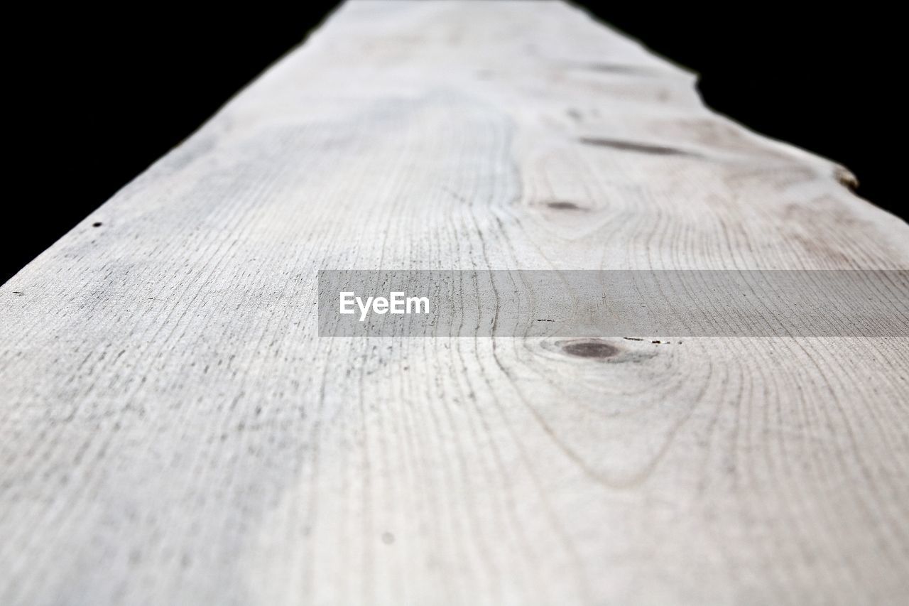 CLOSE-UP OF TABLE ON WOOD