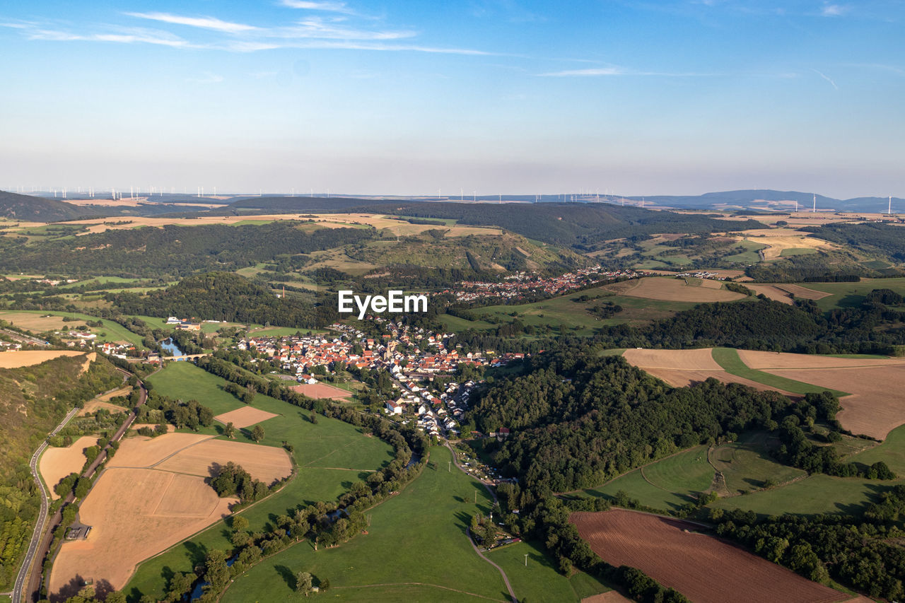 Aerial view at a landscape in germany, rhineland palatinate near bad sobernheim 