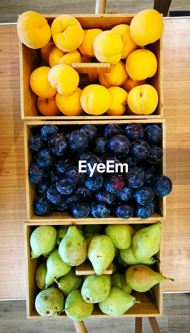 High angle view of fruits on table