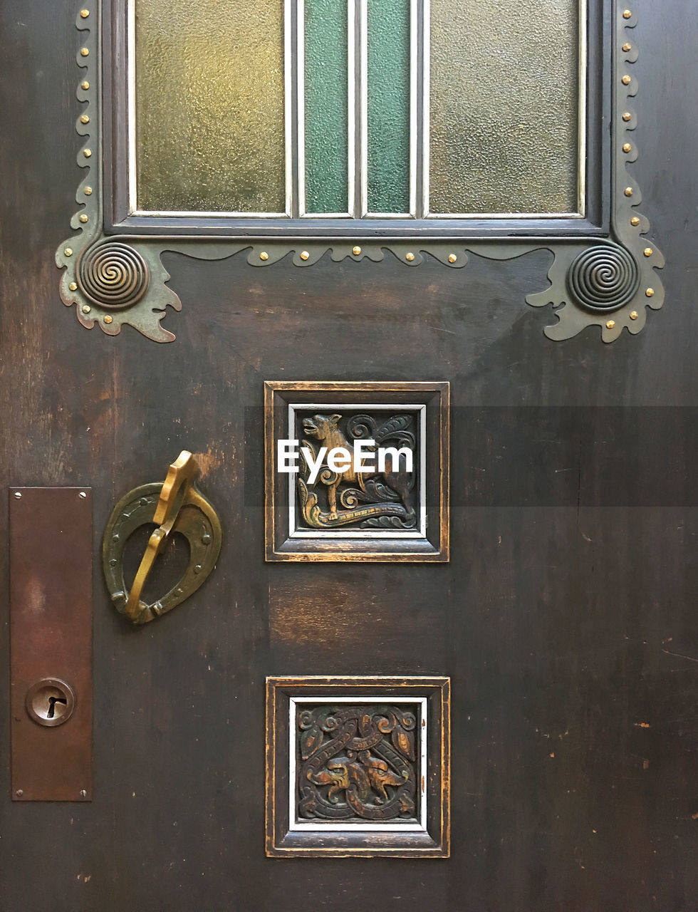 CLOSE-UP OF CLOSED METAL DOOR