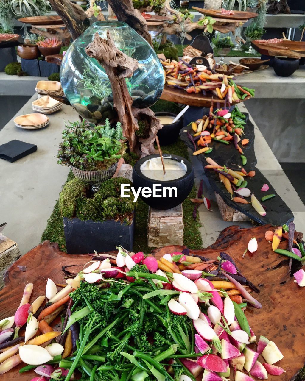High angle view of fresh vegetables on table