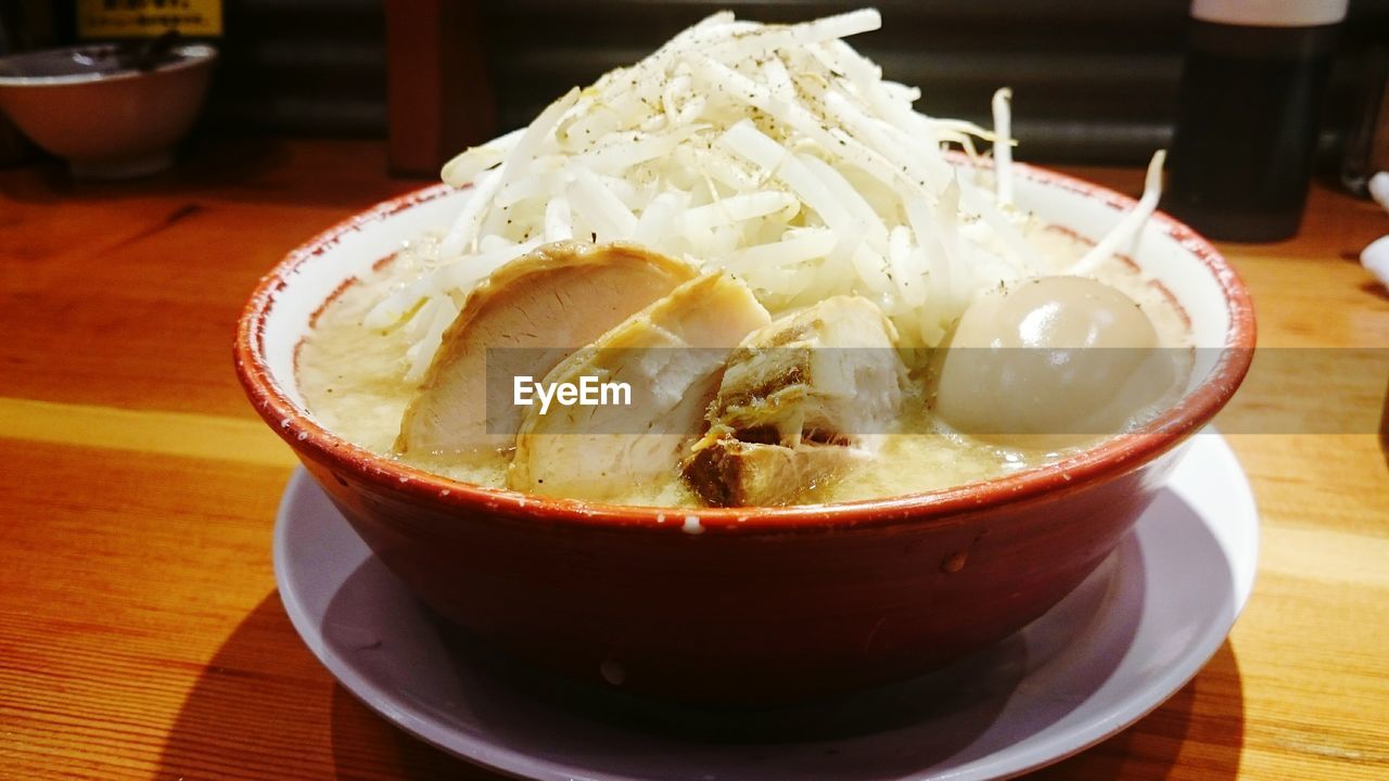 Close-up of food on table