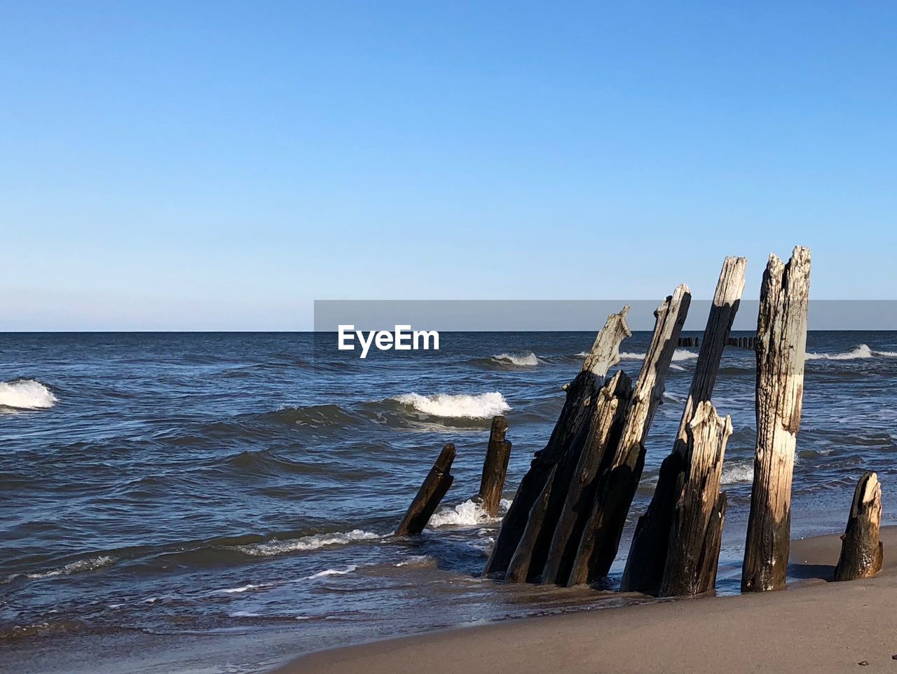 Scenic view of sea against clear sky