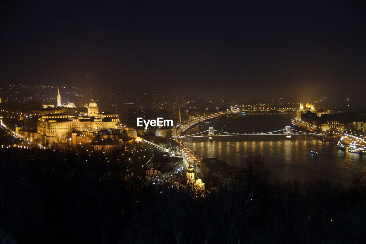 Illuminated city at night