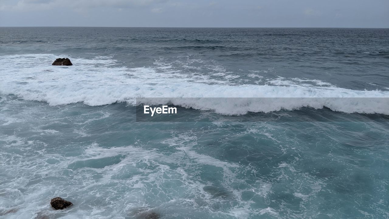 SCENIC VIEW OF SEA WAVES AGAINST SKY