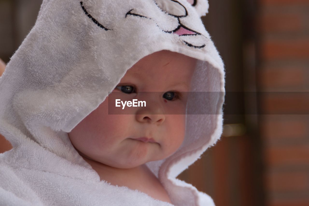 Portrait of cute baby boy at home