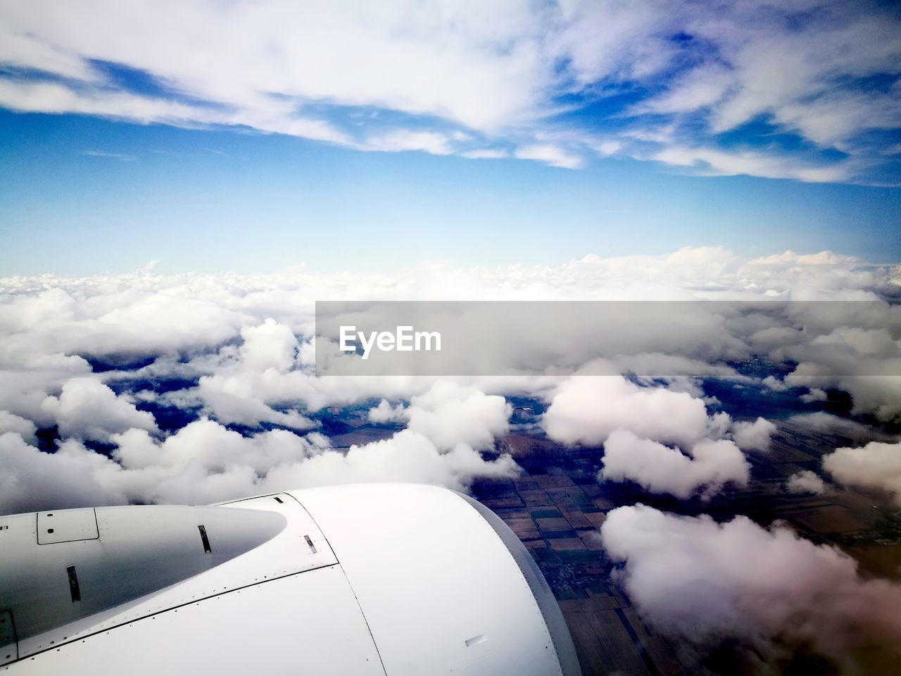 Aerial view of cloudscape seen from airplane