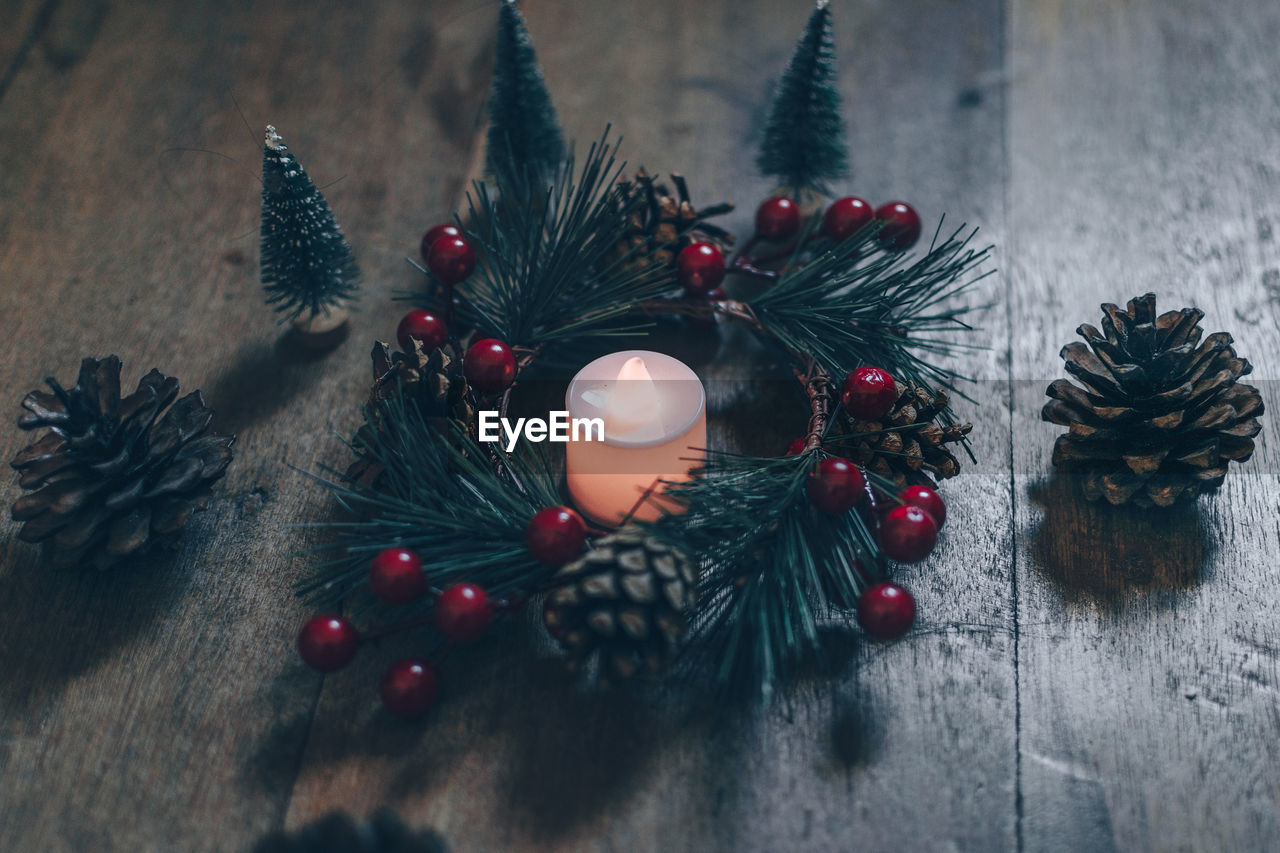 Christmas decorations on table