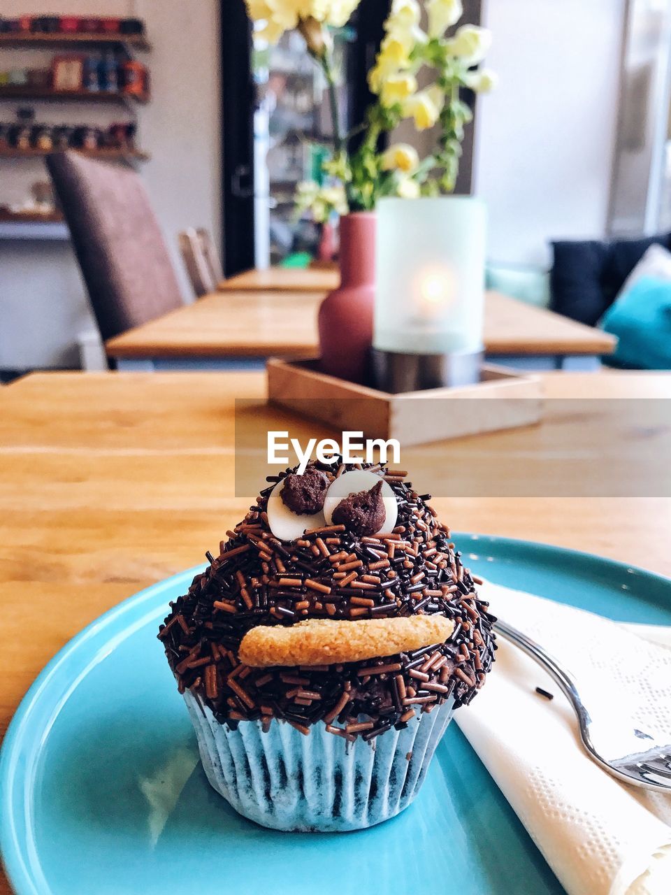 Close-up of cupcake in plate